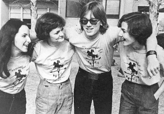 GETTING TOGETHER... to work on ideas to show Round Table readers that Northwest is more than a direction are staffers Pauline Bull, Dana Henderson, Mark Nash and Siobhan Moroney.